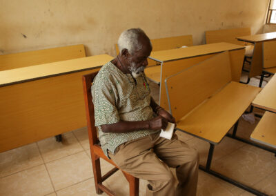 Prof. Taban Lo Liyong reviewing notes at Juba University