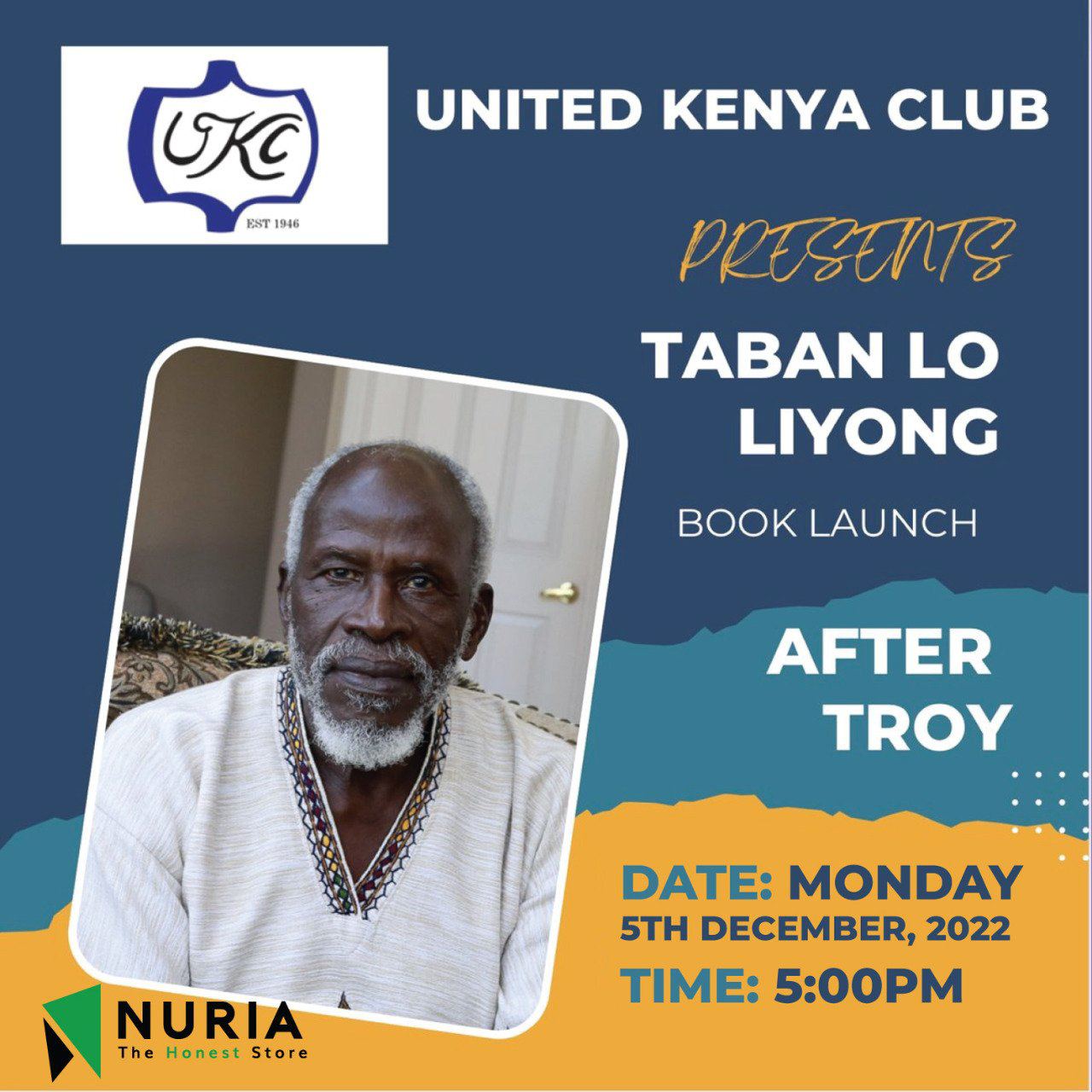 Prof Taban Lo Liyong launches his book After Troy at the United Kenyan Club